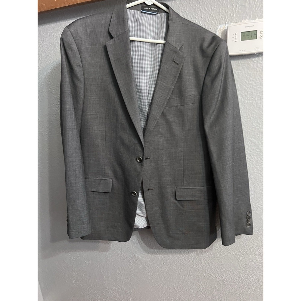 Tommy Hilfiger 40R Gray Sport Coat Blazer Jacket Check 2-Button Wool Mens